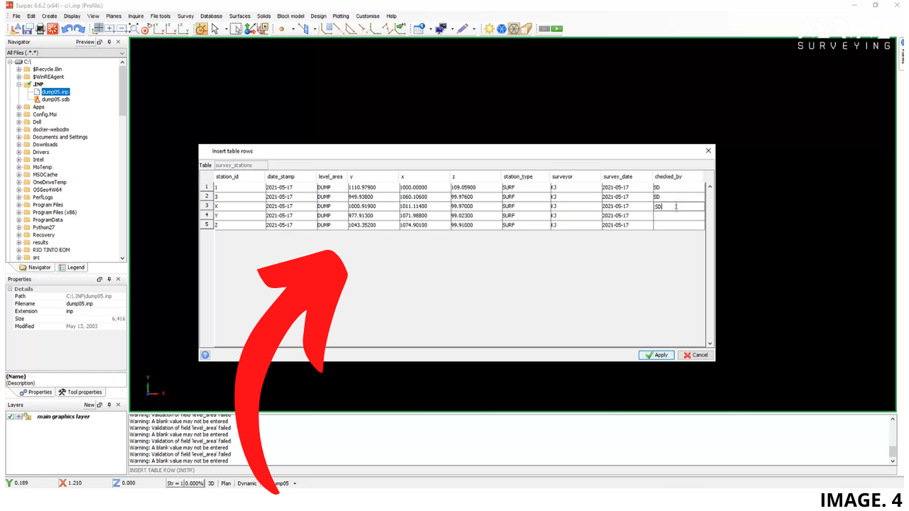 Entering Control Data in a Surpac Database